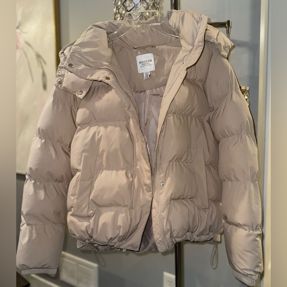 Women's Beige Puffer Jacket